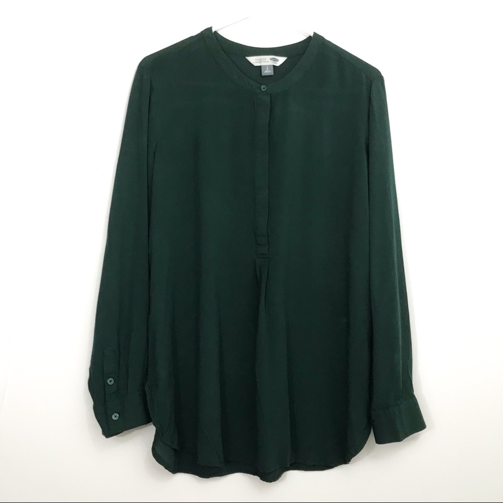 Old Navy Long Sleeve Blouse Green Button Up L [JH]